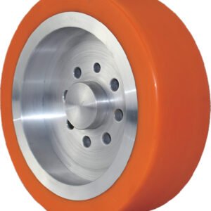 Low-rolling-resistance PU drive wheel for 24/7 high-cycle warehouse automation.