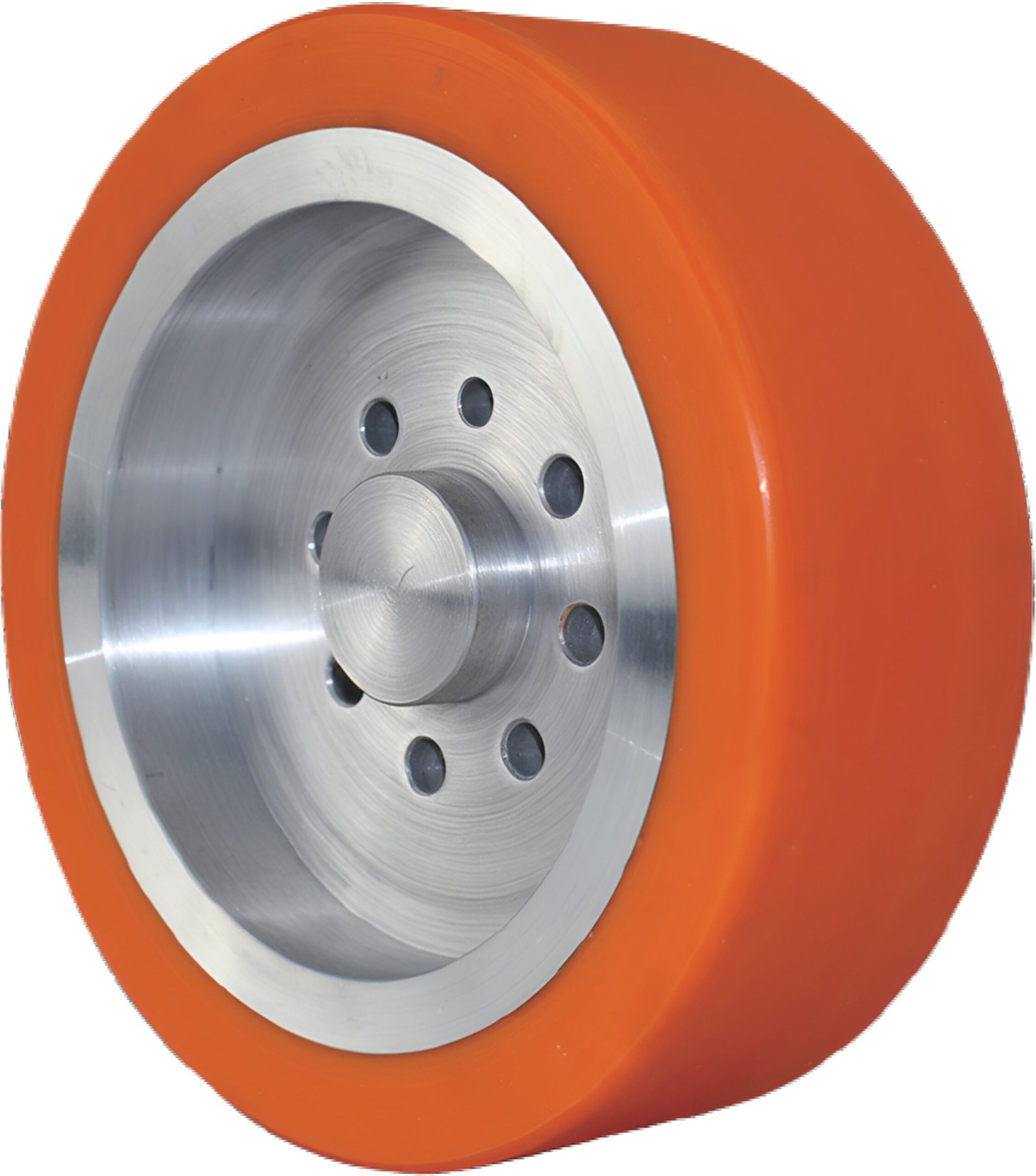 Low-rolling-resistance PU drive wheel for 24/7 high-cycle warehouse automation.