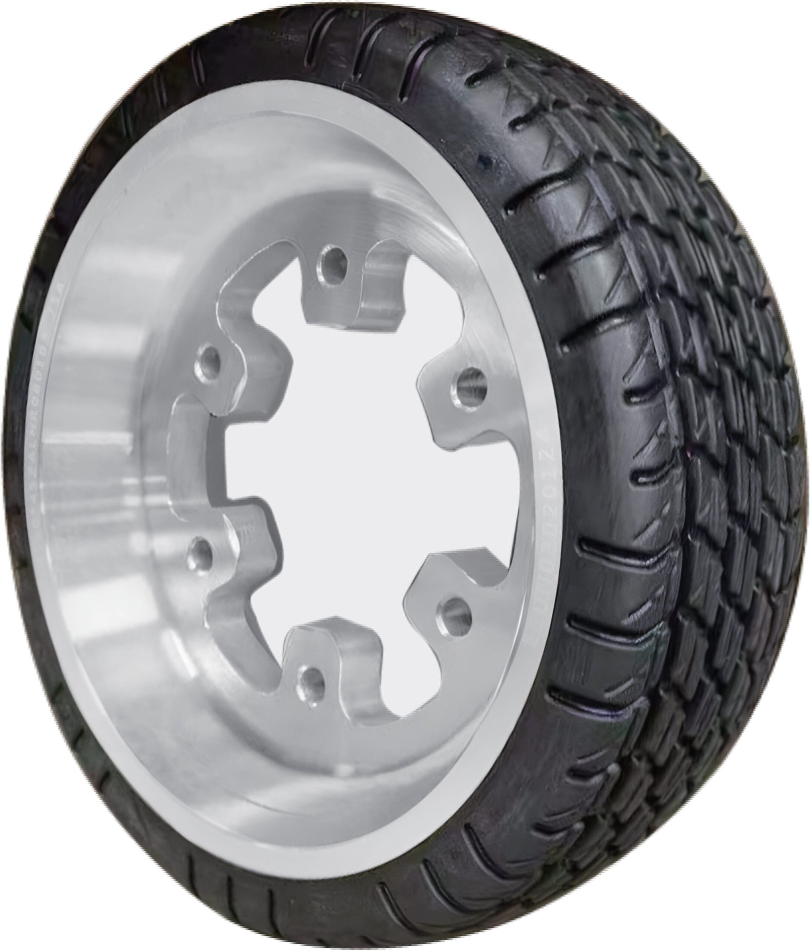 Non-Marking Cleanroom Drive Wheel with non-marking tread to protect high-end floor aesthetics in cleanroom environments.