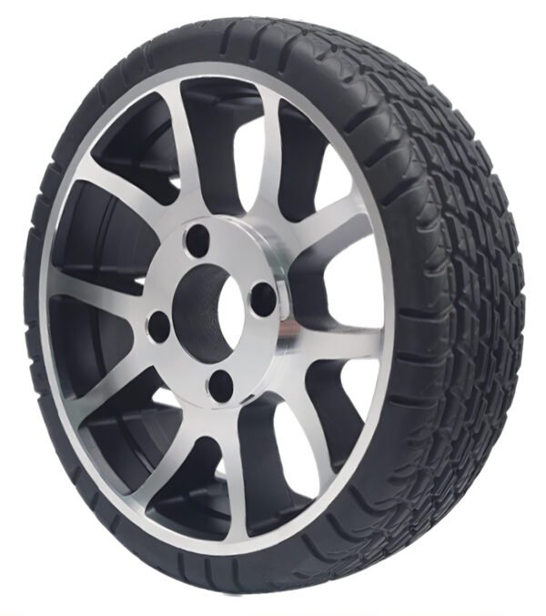 High-Grip Tiled Floor Drive Wheel for service robots, featuring a non-marking tread and precision aluminum hub.