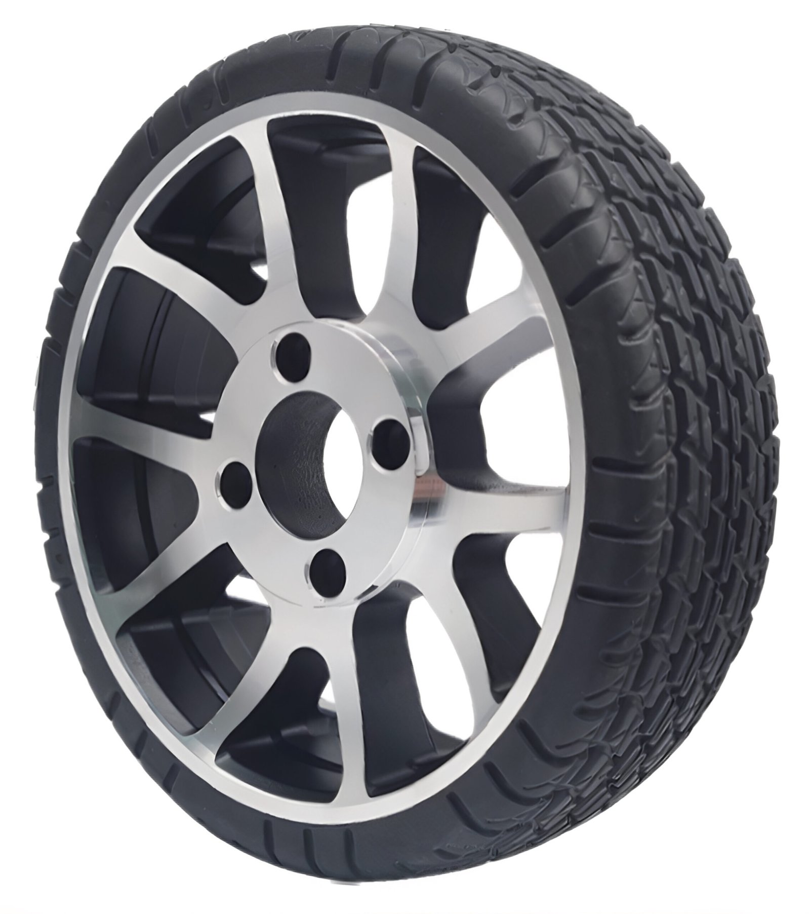 High-Grip Tiled Floor Drive Wheel for service robots, featuring a non-marking tread and precision aluminum hub.