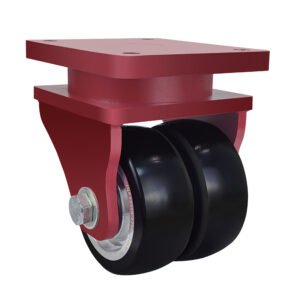 JQR09310 heavy-duty AGV castor with 2000kg load capacity, twin-wheel design, and reinforced swivel head.