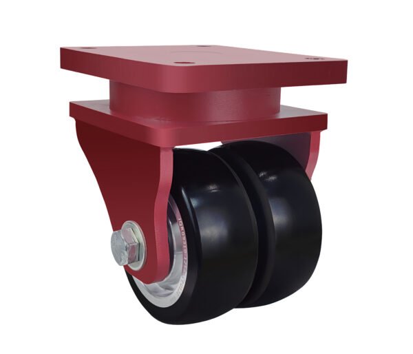 JQR09310 heavy-duty AGV castor with 2000kg load capacity, twin-wheel design, and reinforced swivel head.