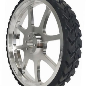 Precision Aluminum-Hub Rubber Wheel for service robots, featuring a non-marking tread and precision aluminum hub.
