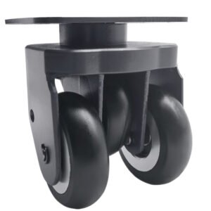 YZ01510 triple-wheel obstacle-crossing castor with black PU treads and precision swivel head.
