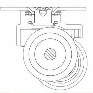 Cross-section diagram of the YZ02510 swivel head showing precision ball bearings and reinforced axle.