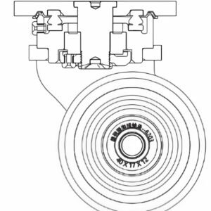Engineering diagram showcasing the integrated ball-bearing swivel head of the JQR08310 medium-heavy castor.