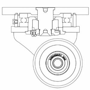 Engineering diagram showcasing the reinforced internal ball-bearing swivel head designed for 2-ton loads.