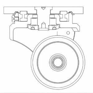 Diagram showing the independent rotation of twin wheels and the protective coverage of the integrated thread guards.