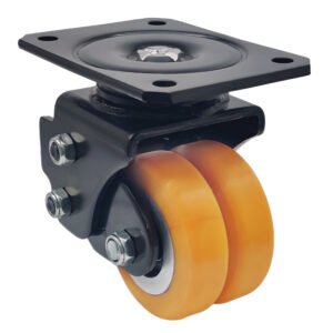 JQR25310 shock-absorbing AGV castor with 200kg load capacity and precision spring dampening.