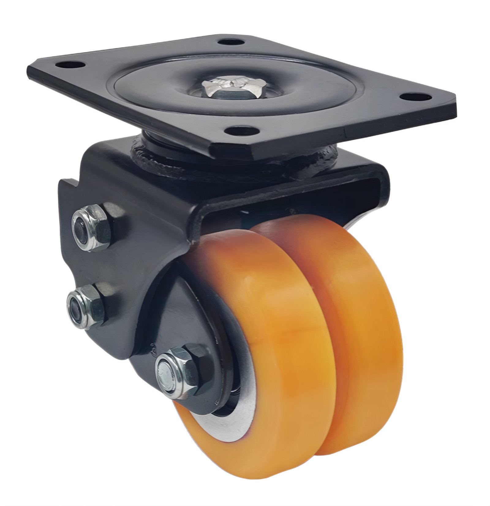 JQR25310 shock-absorbing AGV castor with 200kg load capacity and precision spring dampening.