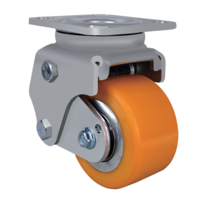 JQR26310 shock-absorbing AGV castor with 350kg load capacity and industrial spring mechanism.