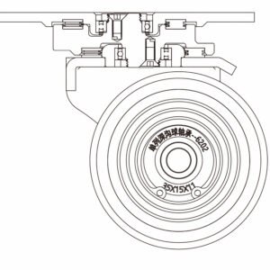 Internal structure diagram of SH05210 castor showing the dual-bearing races and pivot assembly.
