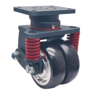 SH18310 heavy-duty shock-absorbing double swivel castor rated for 900kg per unit, designed for custom AGV builds.