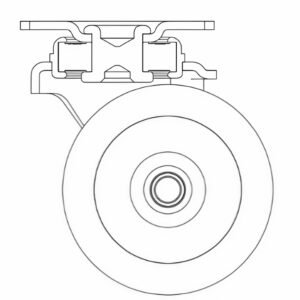Internal engineering diagram of the WH01310 cleanroom castor highlighting the stainless steel bearings and anti-static tread.