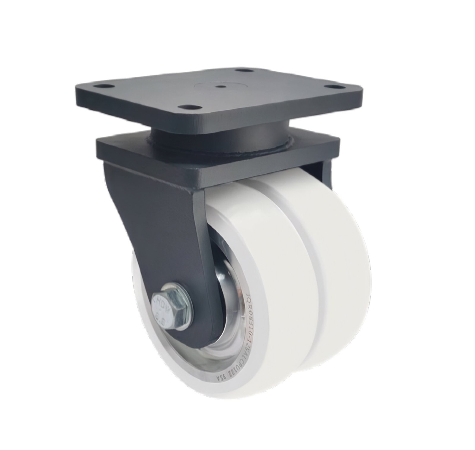 WH08310 heavy-duty cleanroom castor with thread-guards, 900kg capacity, and reinforced stainless steel housing.